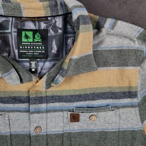 Hippytree Flannel Shirt Mens Medium Gray Yellow‎ Long Sleeve Striped Button Up